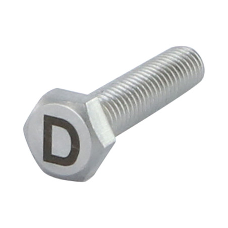 1 x Metallschrauben Sechskantkopf 8x35 Edelstahl A4 mit Buchstabengravur "D"
