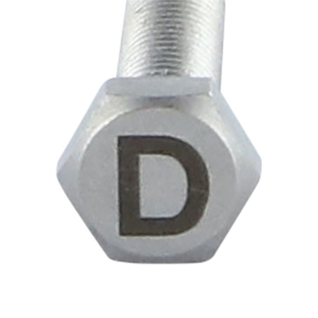 1 x Metallschrauben Sechskantkopf 8x35 Edelstahl A4 mit Buchstabengravur "D"