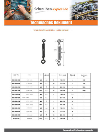 1 x Spannschraube Ringhaken M5 Auge 8 Edelstahl...