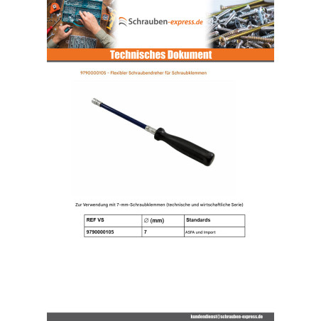 1 x Schraubenzieher flexibel Für Schlauchschelle für Schraube 7 mm