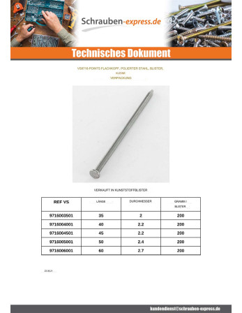 1 x Blister mit 200 g Nagel Kopf Flach Länge 35...
