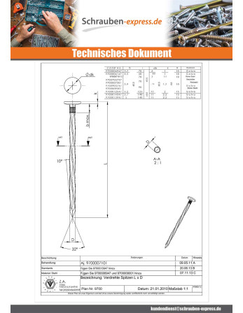 1 x Kg nagel Verdrillt Rohstahl 5,5 x 140