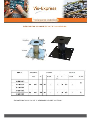 1 x Base del poste fest 140x140 Hohe...