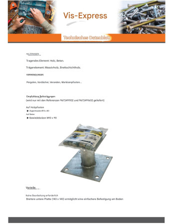 1 x Base del poste fest 140x140 Hohe...