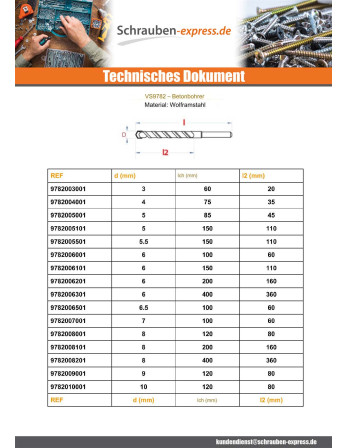 1 x Betonbohrer 16x150