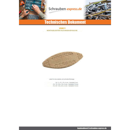 1 x Flachdübel Holz 53x19x4 Nummer 10