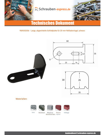 1 x "Verstellbare 20 mm Schwarz