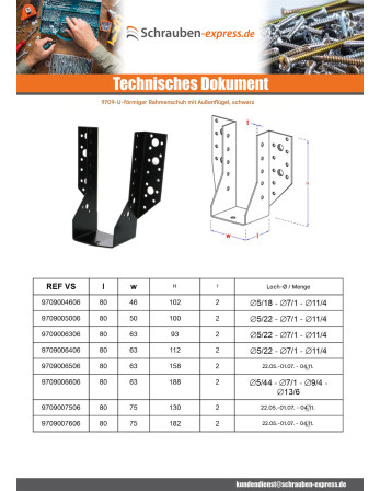 1 x Balkenschuh U-förmig für Flügel...