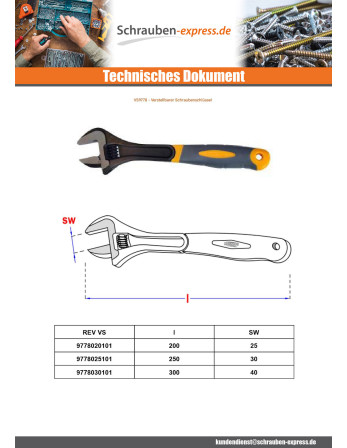 1 x Rollgabelschlüssel 300 mm