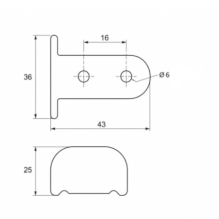 1 x Schräge für Espagnolette-Fensterläden 25 mm Schwarz