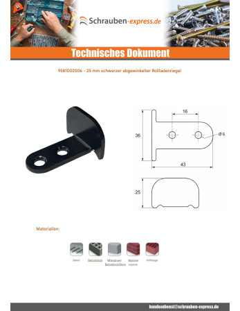 1 x Schräge für Espagnolette-Fensterläden 25 mm...