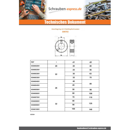 1 x Sicherungsringe Mit 2 Schraube Madenschraube Durchmesser Innen 40 Rohstahl