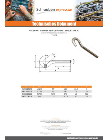 1 x Schraubhaken mit metrischem Gewinde...
