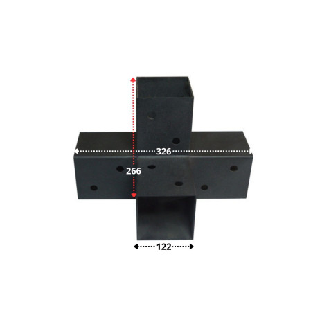 1 x Flachverbinder ÄUSSERN 4 Wegbeschreibung Stahl schwarz verzinkt 122 x 266 x 326