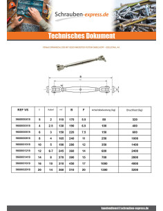 Wantenspanner geschweißt Edelstahl A4 Durchmesser 14 2