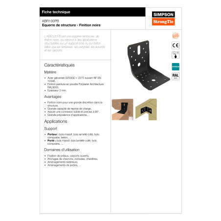 1 x Halterungen Von Verstärkung SIMPSON Strong Tie 100x100x100 RAL9005 tiefschwarz