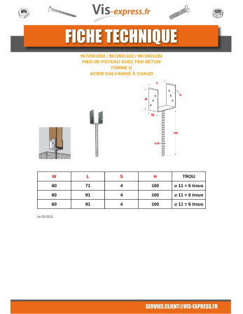 1 x Base del poste form U 60x100x91 Hohe...