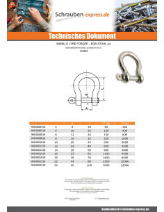 Schäkel LEIER Geschmiedet Edelstahl A4 Durchmesser 14 2