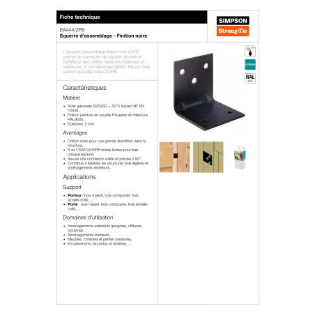 1 x Halterungen SIMPSON Strong Tie 40x40x40 Dicke 2 RAL9005 tiefschwarz