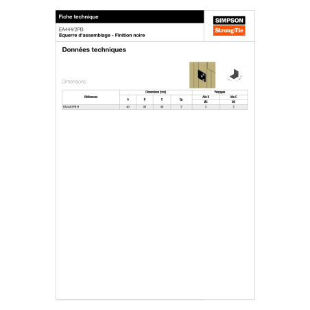 1 x Halterungen SIMPSON Strong Tie 40x40x40 Dicke 2 RAL9005 tiefschwarz