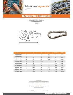 Karabiner Edelstahl A4 Durchmesser 10 2