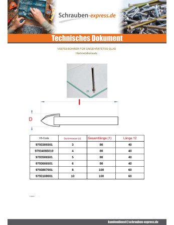 1 x Bohrer für nicht gehärtetes Glas 5x80