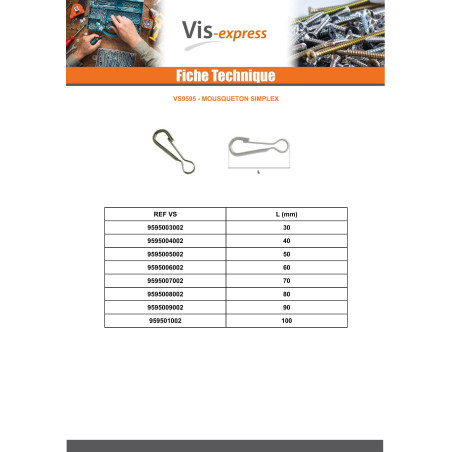 1 x Karabiner SIMPLEX Länge 70 Verzinkt