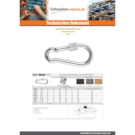 1 x Karabiner Durchmesser Kabel 15 Verzinkt