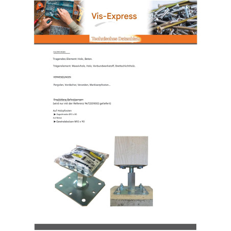 1 x Base del poste Einstellung Mit BEFESTIGUNGEN 130x130
