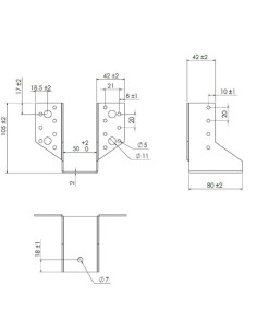 Balkenschuh U-förmig für Flügel Außenbereich 50x100 Stahl... 2