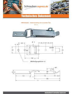 Riegel für Hebel mit Öse Verzinkt 140,5 X 34 2