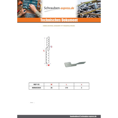 1 x Schraube Von Balken Type für Sendzimir 35x170 Hohe Korrosionsbeständigkeit Stahl feuerverzinkt