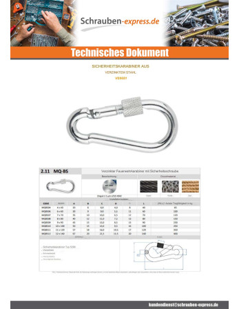 1 x Karabiner Durchmesser Kabel 18 Verzinkt