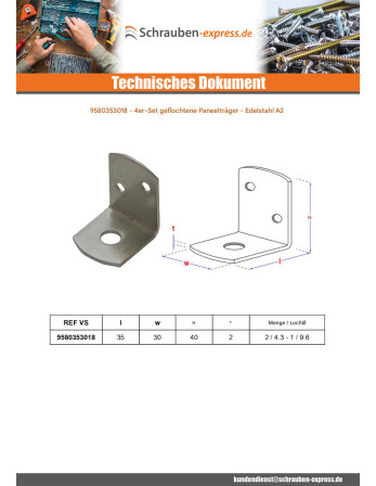 1 x Satz mit 4 L-förmigen Halterungen für...