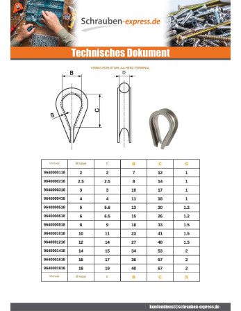 1 x Herzkausche Edelstahl A4 Durchmesser 5