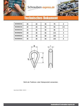 1 x Herzkausche Edelstahl A4 Durchmesser 5