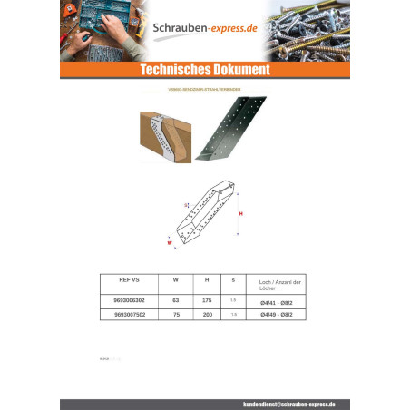 1 x Holzbalkenverbinder 75x200