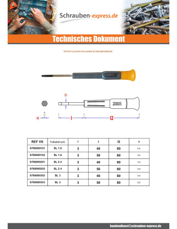 1 x Schlitzschraubenzieher Ende N1.8 Länge 120...
