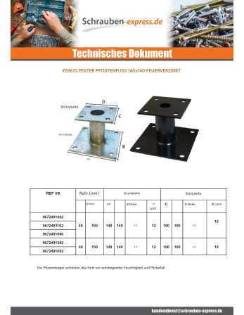 1 x Base del poste fest 140x140 Hohe...