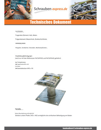 1 x Base del poste fest 140x140 Hohe...