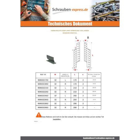 1 x Schraube Von Balken Links Sendzimir 32x210