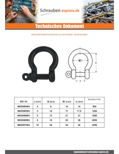 Schäkel LEIER Geschmiedet Edelstahl A4 Schwarz Durchmesser 4 2