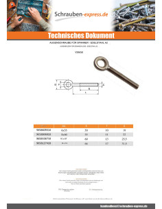 Augenschraube für Spannwirbel Auge 11 Edelstahl A2 8x60 2