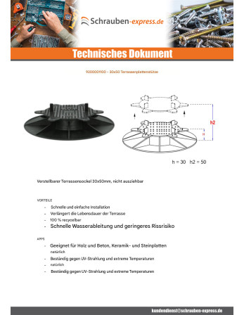 1 x Plattenunterstützung Terrasse 30x50