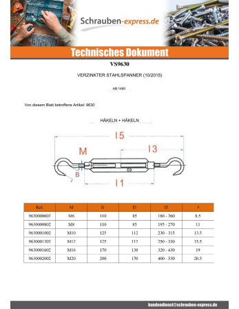 1 x Spannschraube Ring/Ring 8x110 Auge 11 Verzinkt