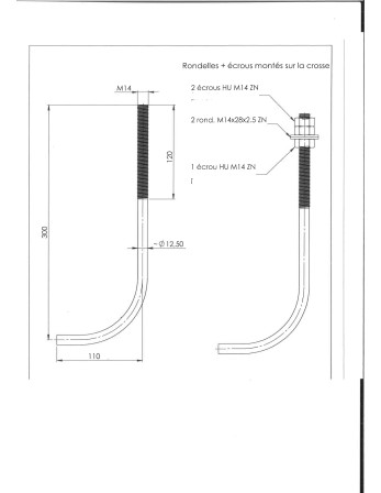 1 x Ankerschrauben M14x300 +3 Muttern +2...