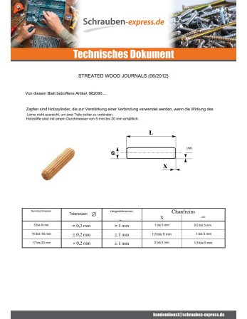 1 x Holzdübel Holz STRIE 10x35