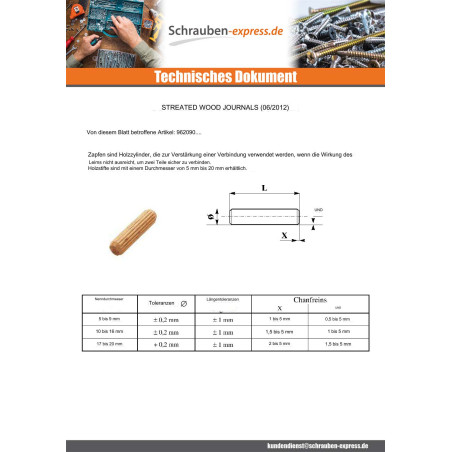 1 x Holzdübel Holz STRIE 10x35