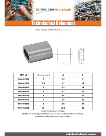 1 x Langmutter Für Kabel Durchmesser 3 Kupfer...