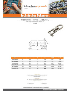 Wirbelschäkel Edelstahl A4 Durchmesser 6 2